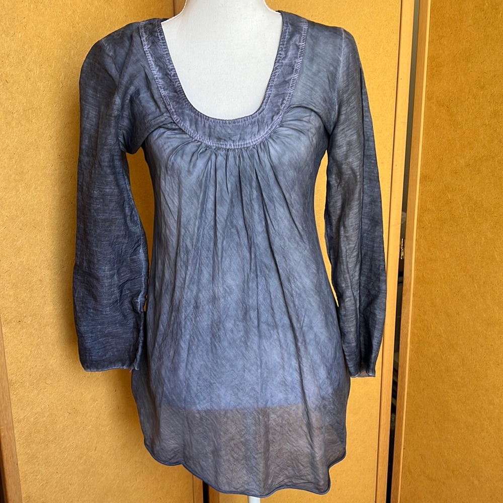 Blue women’s cotton silk thin tunic top from Rome Italy